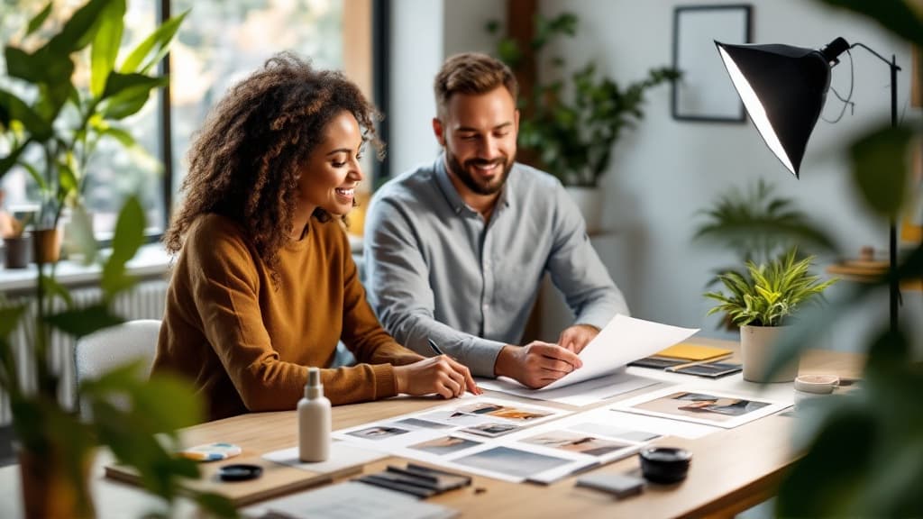 BrandFrame Studio interface showing AI-generated marketing visuals